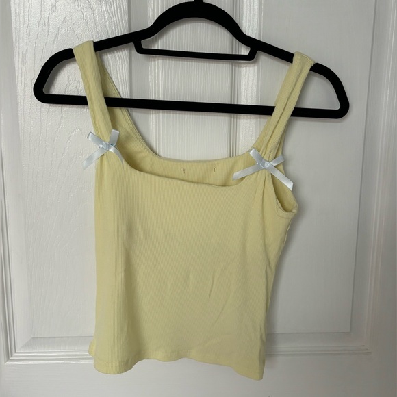 Edikted Yellow Lola Bow Rib Tank Size: Small - Picture 2 of 4